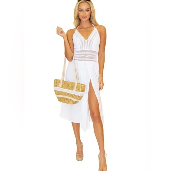 Seaspice Bohemian Peruvian Cotton Halter Dress - Picture 2 of 15